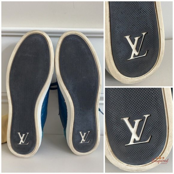 Auth Louis Vuitton Green Monogram Embossed Leather Nubuck Low Top Sneakers 36/6 - Picture 7 of 15
